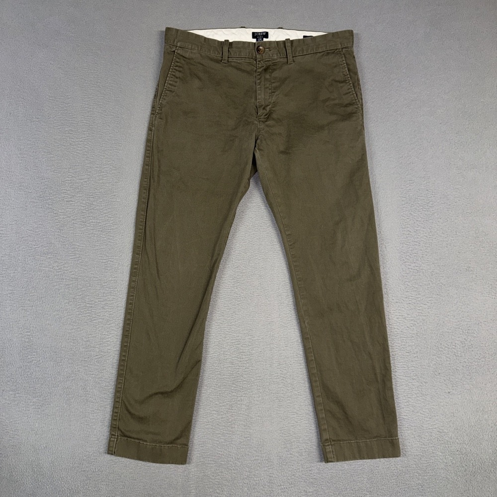J Crew Pant Mens 32x30 (Fits 34x30) Gray Brown Slim Flex Flat Front Chino Cotton